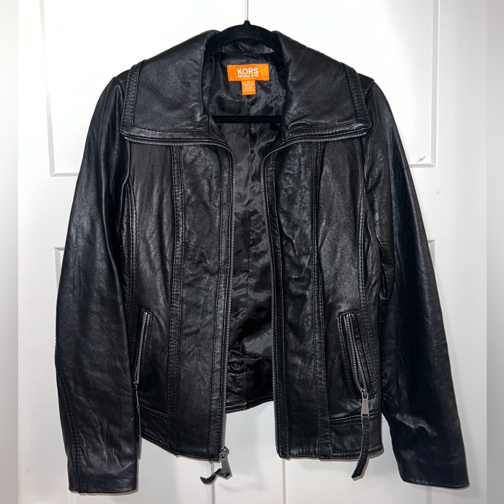 Michael Kors women’s moto leather jacket; genuine leather!
